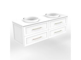 Supporting Image - Kado Lux All Drawer 1500mm Wall Hung Vanity Double Basin 20mm - White - Angle