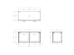 Technical Drawing - Kado Lux Ensuite All Door 900mm Wall Hung Centre Basin 12mm Durasein Top