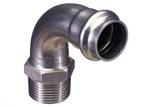 >B< Press Stainless Steel Male Elbow 90 Degree 15mm x 1/2"