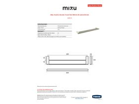 Specification Sheet - Mizu Soothe Double Towel Rail 600mm Brushed Nickel