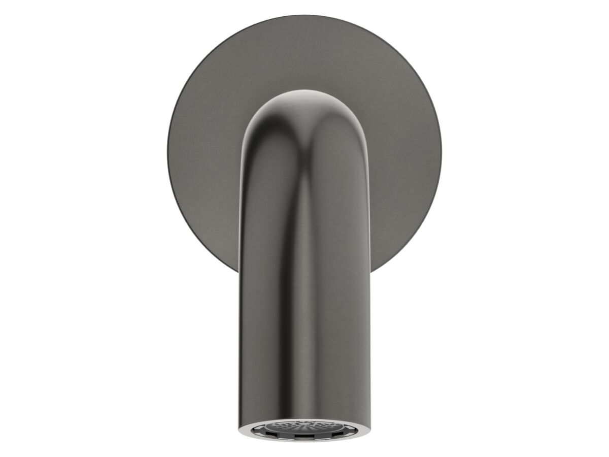 Supporting Image 2 - Mizu Drift Wall Basin/Bath Outlet Curve Spout 200mm Brushed Gunmetal (6 Star) Lead Free - Front