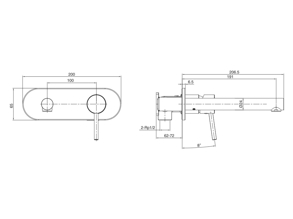 Mizu Drift MK2 Wall Basin /Bath Mixer Kit (5 Star)