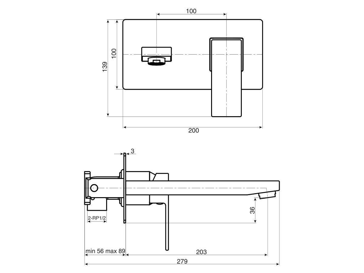 Mizu Bloc MK2 Wall Basin Mixer Set (4 Star)