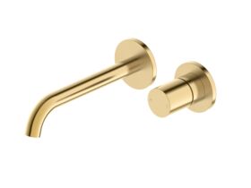 Hero - Mizu Drift Dial Wall Basin / Bath Mixer Tap Set 2-Piece Cover Plate Kit Brushed Brass (6 Star) Lead Free