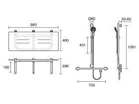 Technical Drawing - Mizu Drift Accessible Shower Set