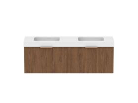 Supporting Image - Kado Lux Slim All Drawer 1500mm Wall Hung Vanity with Double Basin 90mm Top Florentine Walnut