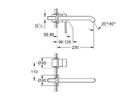 GROHE Essence New Wall Bath Mixer Set 230mm Chrome