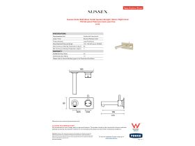 Specification Sheet - Sussex Scala Bath Mixer Outlet System Straight 160mm Right Hand PVD Brushed Platinum Gold Lead Free