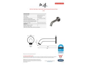Specification Sheet - Milli Etch Wall Basin / Bath Outlet 160mm Brushed Gunmetal (6 Star)