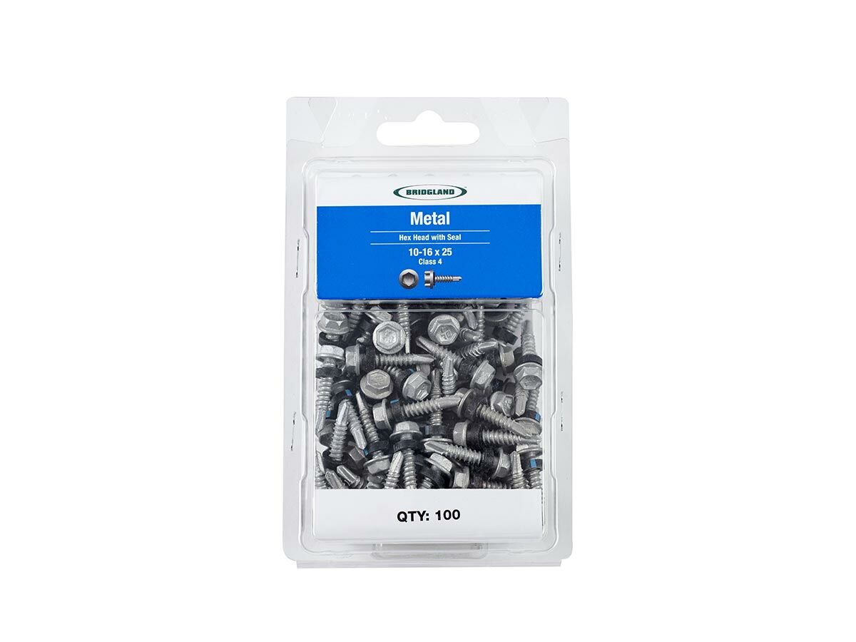 Bridgland Hexagonal Head Screw Metal Class 4 10-16 x 25mm (100)