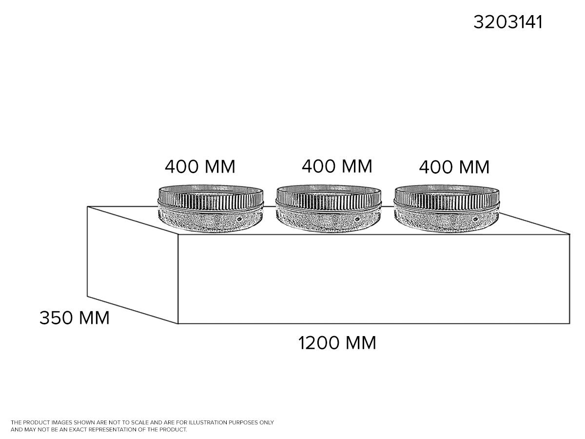 Supply Air 3-Way V-Box Plenum - 350mm x 1200mm With 3 x 400mm