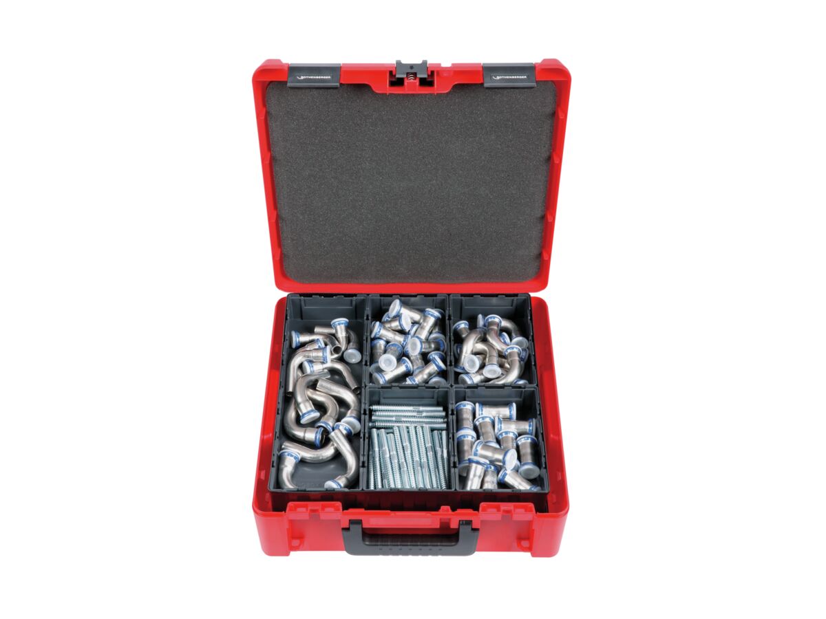 Rothenberger Rocase Fittings Box which includes 12 Roboxs and 2 Rotrays