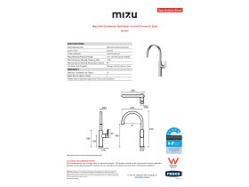 Specification Sheet - Mizu Silk Gooseneck Sink Mixer Curved Chrome (5 Star)