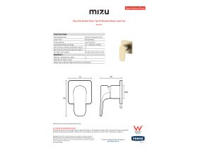 Specification Sheet - Mizu Silk Shower Mixer Tap Kit Brushed Brass Lead Free