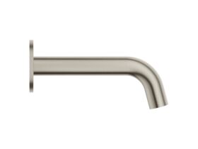 Supporting Image - Mizu Drift Wall Basin/Bath Outlet Curve Spout 160mm Brushed Nickel (6 Star) Lead Free - Side