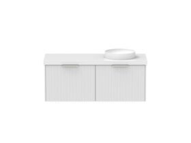 Supporting Image - Kado Neue Fluted Square All Drawer 1200mm Wall Hung Vanity with Right Hand Basin 50mm Top Ultra White