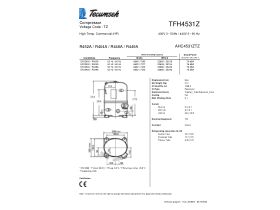 Technical Specifications - Tecumseh Compressor 2.5HP R404 MHBP TFH4531Z-V