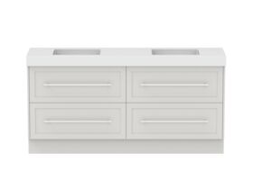 Hero - Kado Lux All Drawer 1800mm Floor Mounted Vanity Double Basin 90mm - Feather Grey - Front