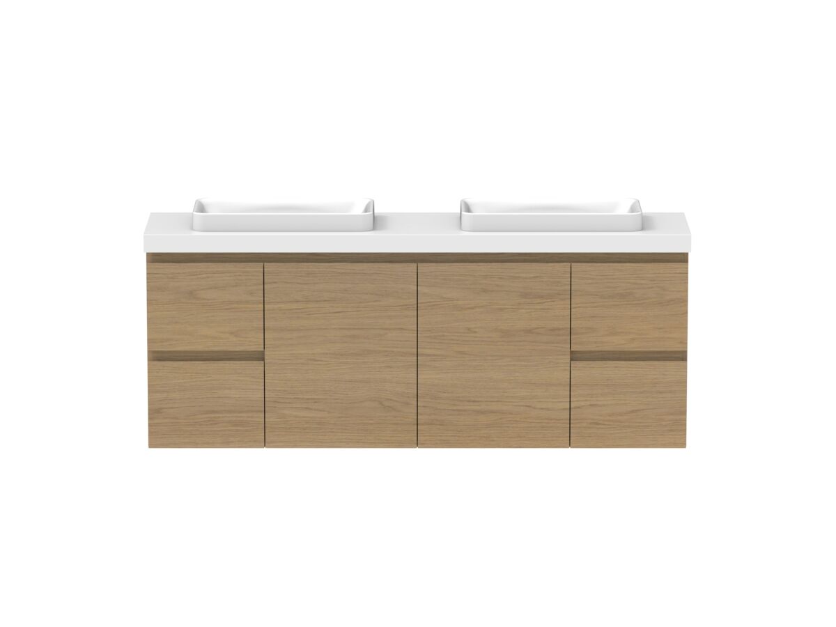 Hero - Posh Domaine 1500mm Ensuite Wall Hung Vanity Unit Double Bowl 50mm Top