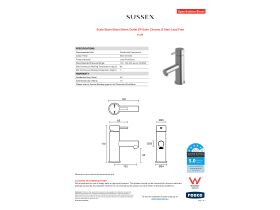 Specification Sheet - Scala Basin Mixer 90mm Outlet EP Satin Chrome (5 Star) Lead Free
