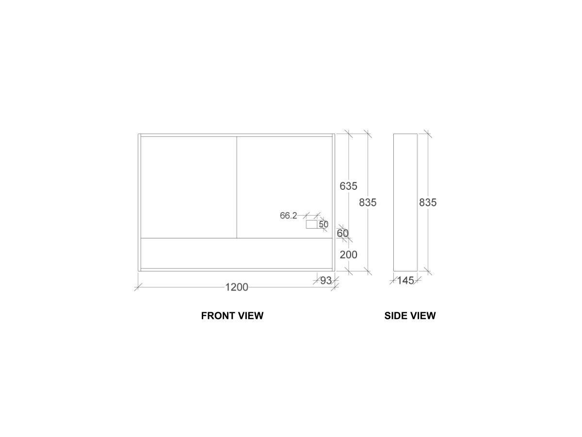 Kado Aspect 1200mm Mirror Cabinet Two Doors With Shelf