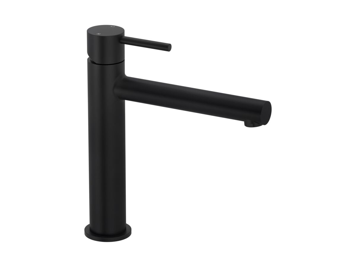 Mizu Drift Mid Basin Mixer Straight Spout Matte Black (6 Star)
