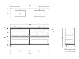 Posh Domaine & Domaine Plus All-Drawer Twin 1800mm Floor Mounted Vanity Unit Double Bowl Cast Marble Top