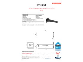 Specification Sheet - Mizu Bloc Basin/Bath Outlet 200mm Matte Black (6 Star) Lead Free