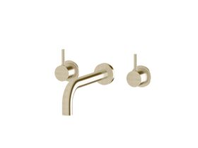 Sussex Scala 25mm Wall Basin Set Curved 200mm LUX PVD Brushed Platinum Gold (6 Star)