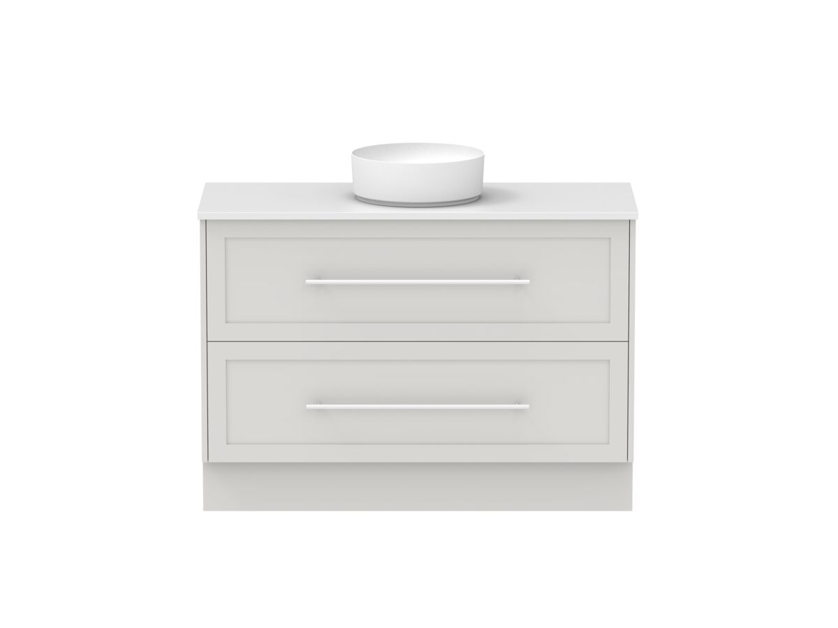 Hero - Kado Lux All Drawer 1200mm Floor Mounted Vanity Centre Basin 20mm - Feather Grey - Front