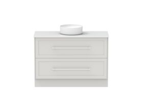 Hero - Kado Lux All Drawer 1200mm Floor Mounted Vanity Centre Basin 20mm - Feather Grey - Front