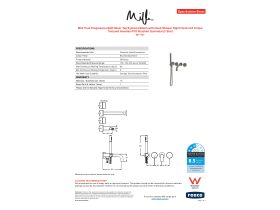 Specification Sheet - Milli Pure Progressive Bath Mixer Tap System 200mm with Handshower Right Hand and Cirque Textured Handles PVD Brushed Gunmetal (3 Star)