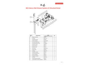 Component Listing - Milli Glance Wall Shower System (3 Star) Brushed Nickel