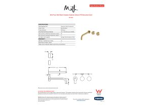 Specification Sheet - Milli Pure Wall Bath Hostess System 250mm PVD Brushed Gold