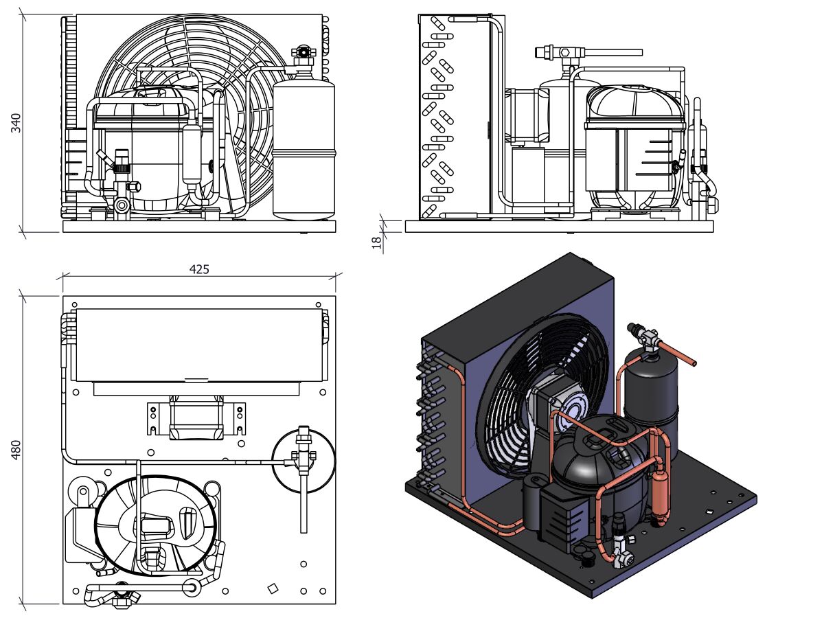 Tecumseh Condensing Unit 1/2hp R404A MHBP Aet4460ZHR