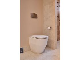 In Situ - LAUFEN Pro A Rimless Back to Wall Pan & Slim Soft Close Quick Release Seat (4 Star) & Geberit Sigma70 Dual Flush Button Red Gold Easy Clean Coating