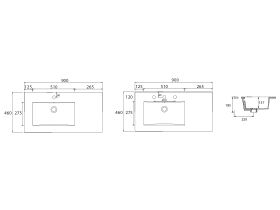 Posh Bristol MK2 Vanity Top Only Left Hand Bowl 1 Taphole 900mm