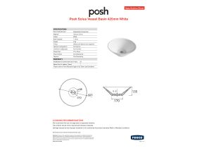 Specification Sheet - Posh Solus Vessel Basin 425mm White