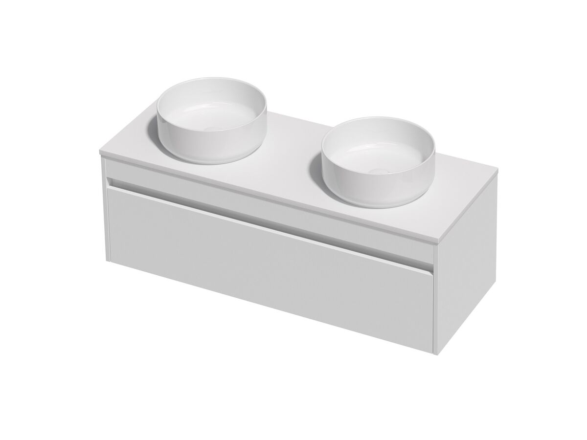 Posh Domaine Single 1200 Double Bowl 1 Drawer Wall Hung White Cherry Pie - Basin not included