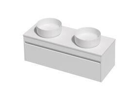 Posh Domaine Single 1200 Double Bowl 1 Drawer Wall Hung White Cherry Pie - Basin not included