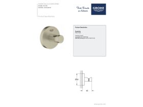 Technical Guide - GROHE Essentials Accessories Robe Hook Brushed Nickel