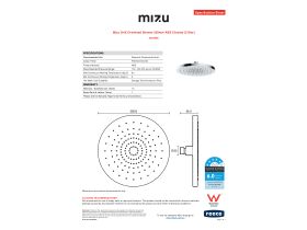 Specification Sheet - Mizu Drift Overhead Shower 250mm ABS Chrome (5 Star)