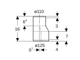 Geberit Long Eccentric Reducer 125mm x 110mm