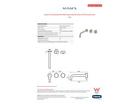 Specification Sheet - Sussex Pure Elemental Wall Bath Hostess System 250mm PVD Brushed Nickel