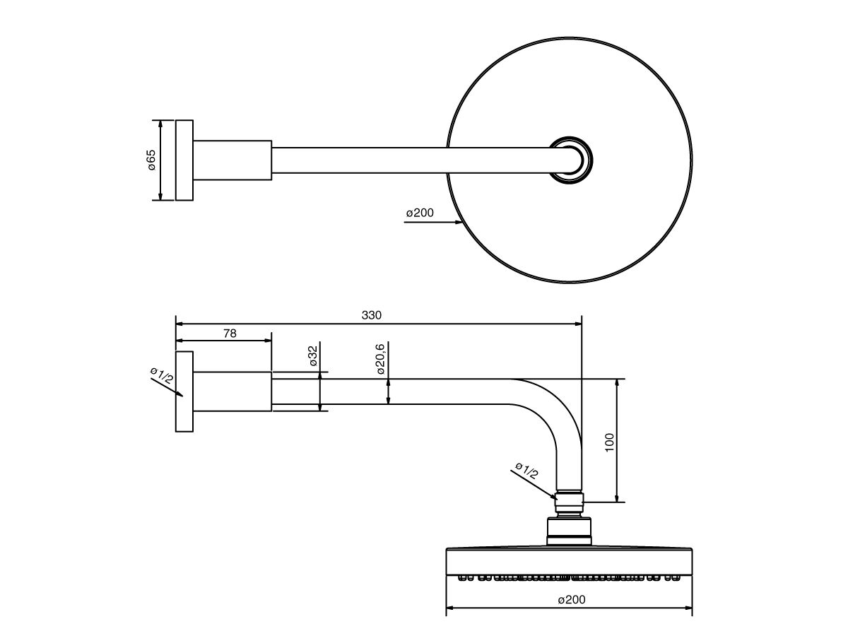 GROHE Tempesta Cosmo 200mm Overhead Shower and 330mm Shower Arm Chrome