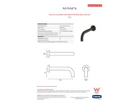 Specification Sheet - Scala 25 Curved Bath Outlet 200mm PVD Matte Black Lead Free