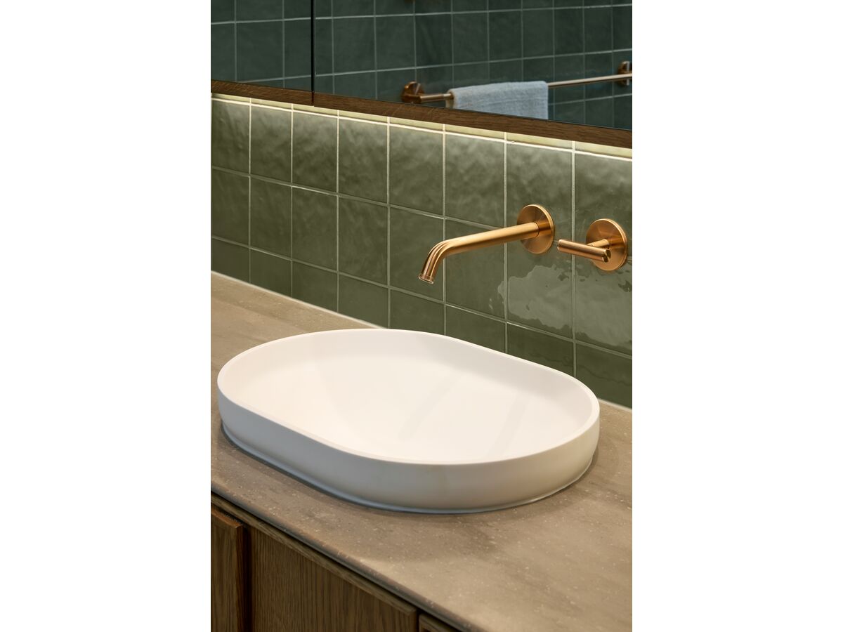 In Situ - Kado Lussi Thin Edge Oval Semi Inset Basin with Solid Surface Plug and Waste 500mm