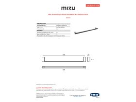 Specification Sheet - Mizu Soothe Single Towel Rail 600mm Brushed Gunmetal