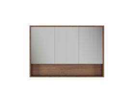 Supporting Image - Kado Aspect 1200mm Mirror Cabinet Three Doors with Shelf and Surround View - Florentine Walnut