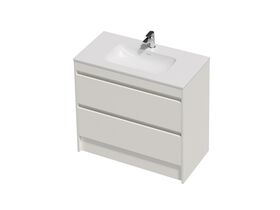 Hero - Posh Domaine Twin 900 2 Drawer Floor Standing Vanity White Console Top Gloss White Mineral Cast